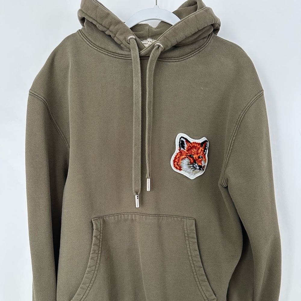 MAISON KITSUNE Olive Hoodie with Fox Emblem